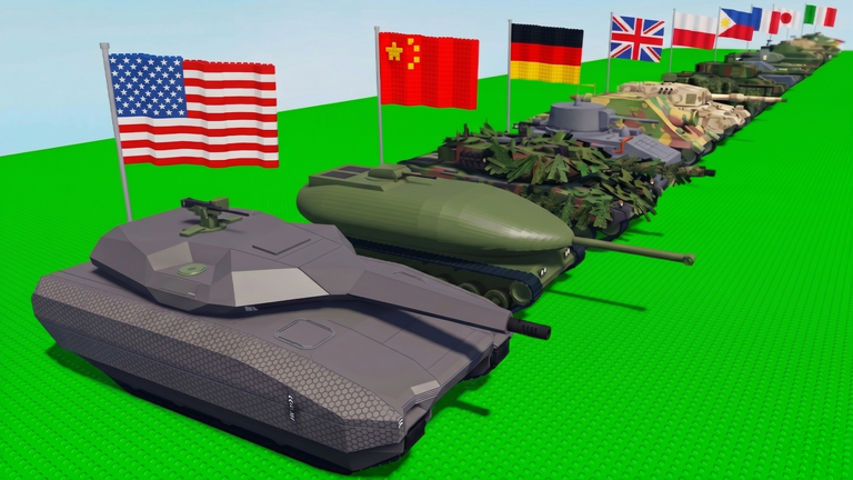 Official Mini War line-up of tanks from several nations, from main battle tanks to heavy artillery